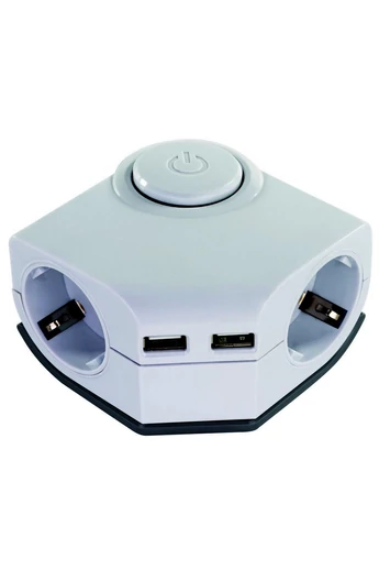 Asztali elosztó 2-es, 1.5m 2xUSB töltővel sarokba fehér