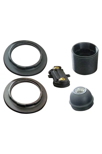 Foglalat E27, csillárfoglalat 2db gyűrűvel, fekete