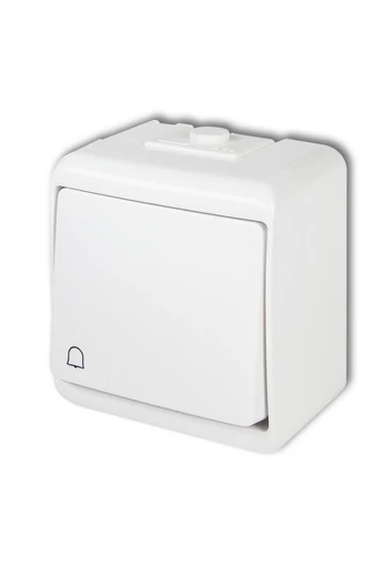 Aquastar nyomókapcsoló csengő jellel, IP54, fehér