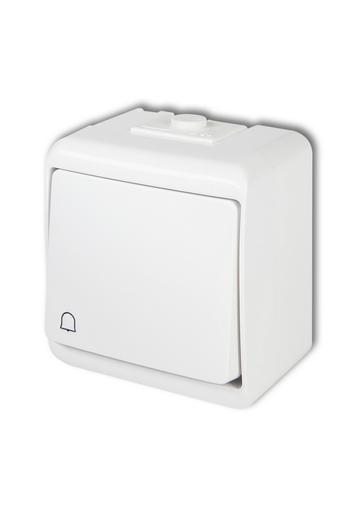 Aquastar nyomókapcsoló csengő jellel, IP54, fehér