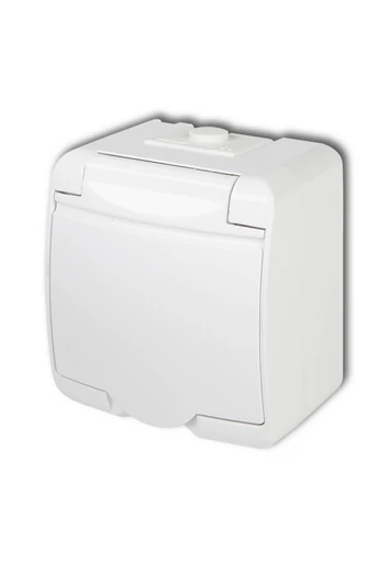 Aquastar földelt dugalj, csapfedeles, IP54, fehér