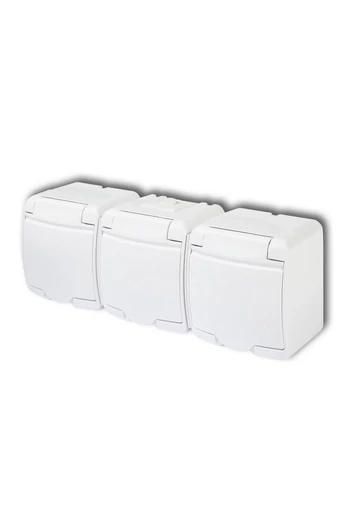 Aquastar 3-as földelt dugalj, csapfedeles, IP54, fehér