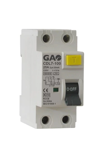 Fi relé 2P 40A   30mA,  230V~ , fehér