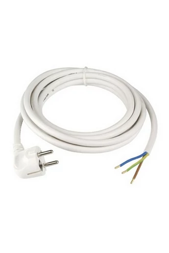 Csatlakozóvezeték földelt dugóval, 3m, 3x1.5, fehér, H05VV-F