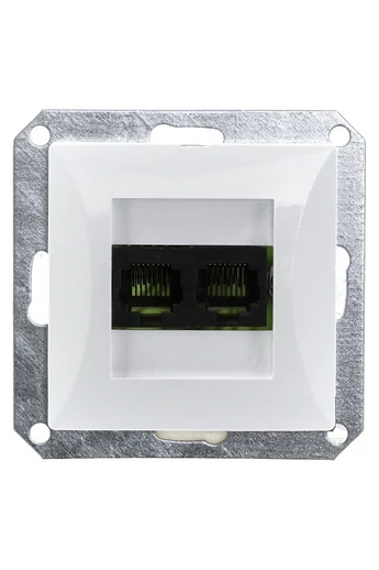 OPAL dupla LAN/telefon aljzat RJ-45 keret nélkül, fehér