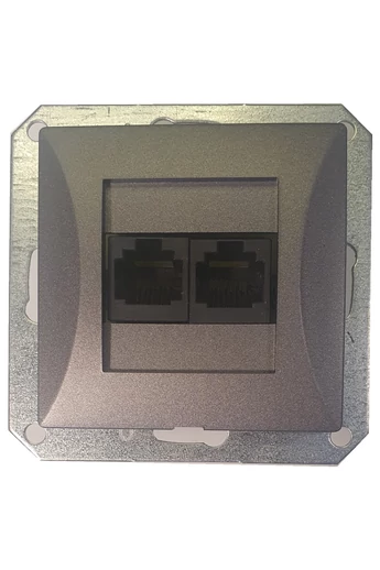 OPAL dupla LAN/telefon aljzat RJ-45 keret nélkül, grafit