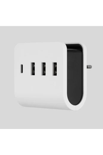 Földelt köztes csatlakozó aljzat USB töltővel és mobiltelefon tartóval