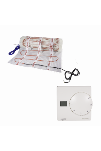 MATEC Fűtőszőnyeg szett, kétoldali betáplálás, 2,5m2, RTS-01 manuális termosztáttal: Zamel ZOD-25 150W/m2