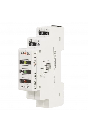 Feszültségjelző, piros/zöld/sárga LED, LKM-01-40