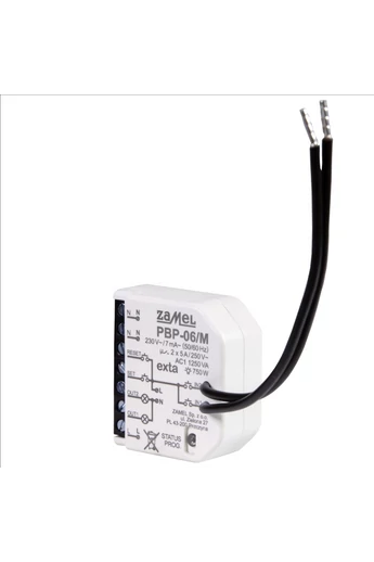 Bistabil relé, 230V AC, 2x 5A, kötődobozba szerelhető, PBP-06/M