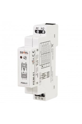 Hálózati elektromágneses relé, 12V AC/DC, 16A, PEM-01/012