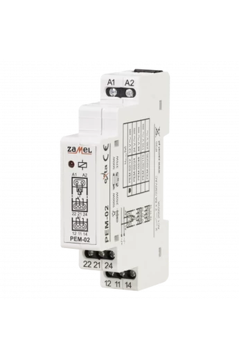 Hálózati elektromágneses relé, 12V AC/DC, 2x8A, PEM-02/012