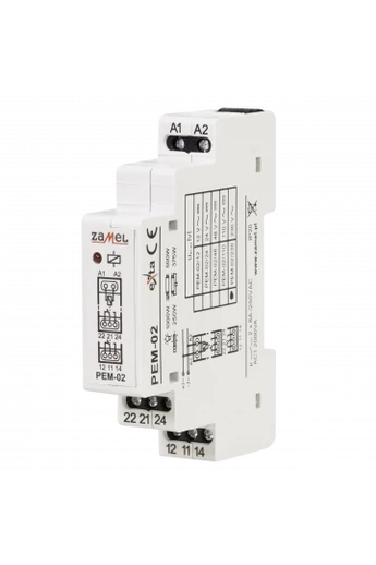 Hálózati elektromágneses relé, 230V AC, 2x8A, PEM-02/230