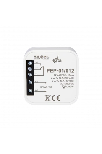 Hálózati elektromágneses relé, 12V AC/DC, 10A, PEP-01/012