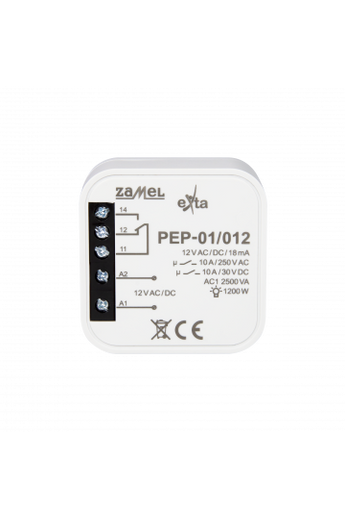 Hálózati elektromágneses relé, 12V AC/DC, 10A, PEP-01/012
