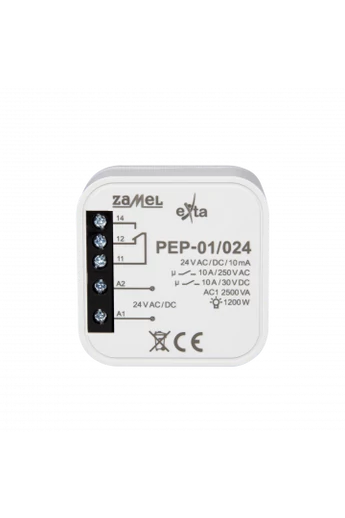 Hálózati elektromágneses relé, 24V AC/DC, 10A, PEP-01/024