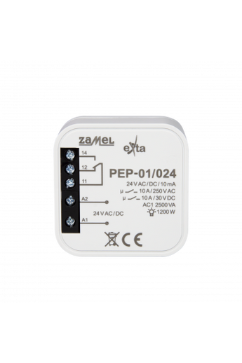 Hálózati elektromágneses relé, 24V AC/DC, 10A, PEP-01/024