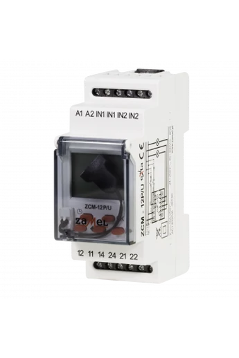 Digitális időkapcsoló, 2 csatornás, 24-250V AC / 30-300V DC, ZCM-12P/U