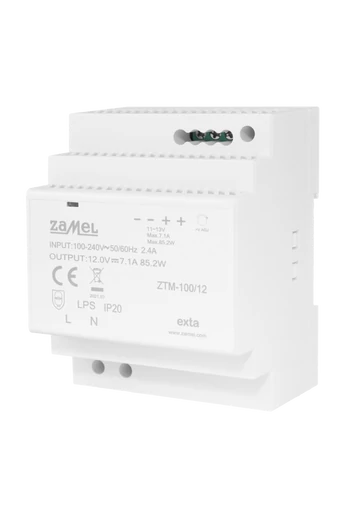 Kapcsolóüzemű tápegység, 12V DC, 100W, ZTM-100/12