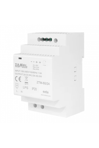 Kapcsolóüzemű tápegység, 24V DC, 60W, ZTM-60/24