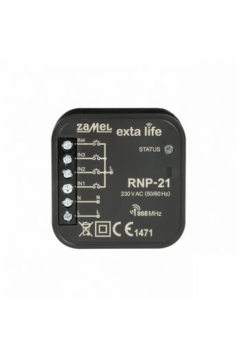 EXTA LIFE 4 csatornás univerzális (Schneider, Legrand...) adóegység, 230V, szerelvénydobozba, RNP-21