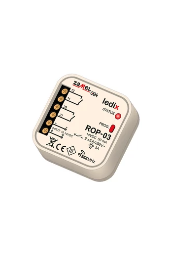 ROP-03, 10-14V DC, 5A,  2 csatornás univerzális vevőegység, távvezérelhető