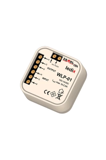 WLP-01, univerzális RGB erősítő, 10-14V DC, 2,5A, 3 kimenet