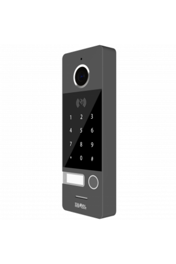 Egy nyomógombos kültéri video csengőpanel, numerikus, RFID, 800x480, IP66, ezüst-szürke VO-812IDSP