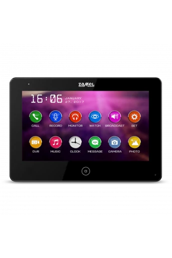 7" színes, LCD érintő videó kaputelefon monitor, DVR funkció, WiFi, fekete, 800x480px, VP-809B