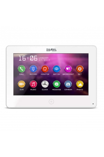 7" színes, LCD érintő videó kaputelefon monitor, DVR funkció, WiFi, fehér, 800x480px, VP-809B