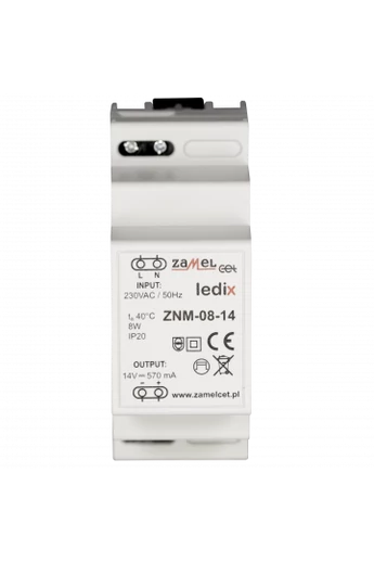 ZNM-08-14 LED tápegység; moduláris TH-35; 14V DC; 8W; IP20 (Ledix)