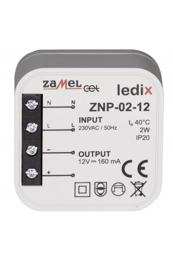 ZNP-02-12 LED tápegység; kötődobozba; 12V DC; 2W