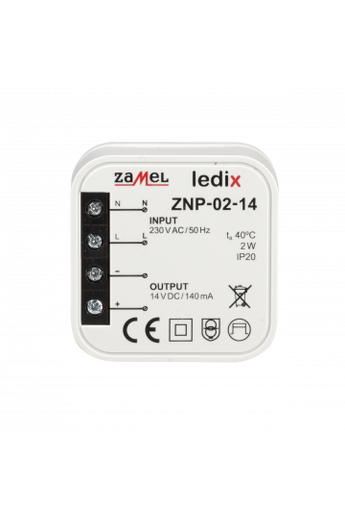 ZNP-02-14 LED tápegység; kötődobozba; 14V DC; 2W (Ledix)