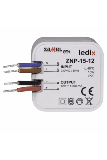 ZNP-15-12 LED tápegység; kötődobozba; 12V DC; 15W