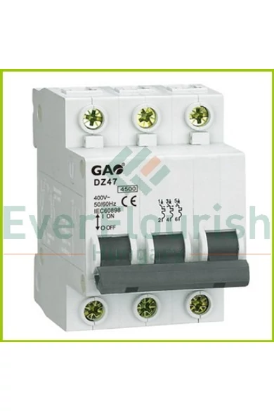 Kismegszakító 3P 32A C, 4500kA,  230V~ , fehér