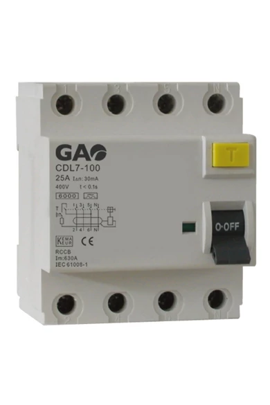 Fi relé 4P 40A 100mA,  230V~ , fehér