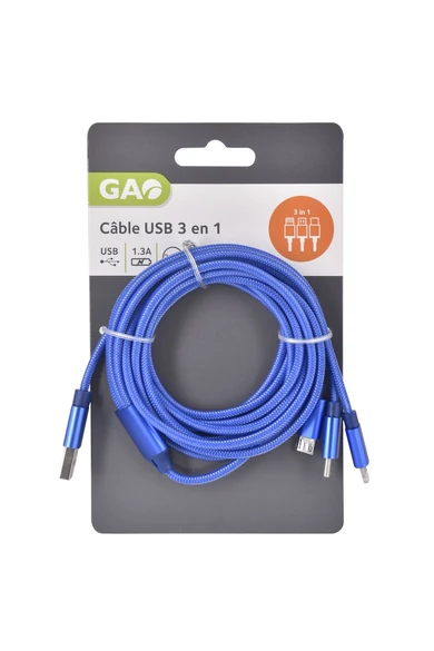 USB kábel 3az 1-ben 2.5 méter