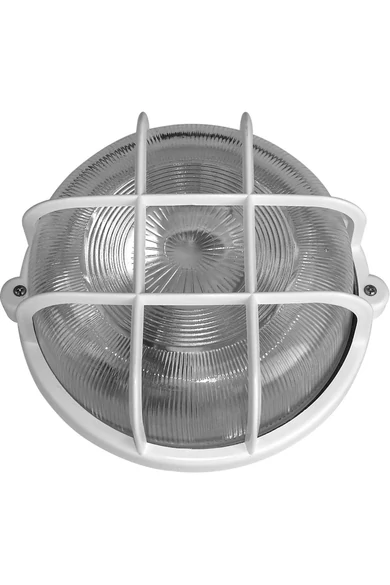 Hajólámpa, kerek, műanyagráccsal 100W, fehér