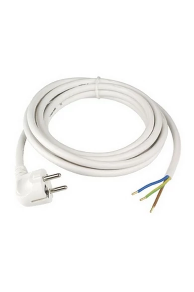 Csatlakozóvezeték földelt dugóval, 3m, 3x1.5, fehér, H05VV-F
