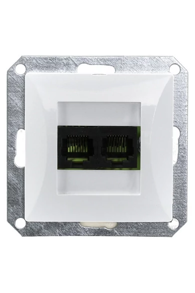 OPAL dupla LAN/telefon aljzat RJ-45 keret nélkül, fehér