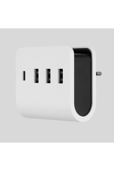 Földelt köztes csatlakozó aljzat USB töltővel és mobiltelefon tartóval