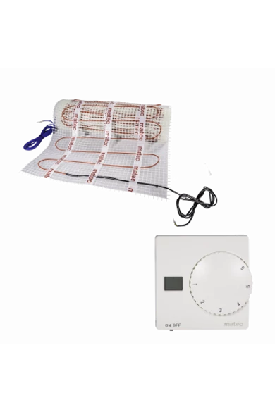MATEC Fűtőszőnyeg szett, kétoldali betáplálás, 4m2, RTS-01 manuális termosztáttal: Zamel ZOD-40 150W/m2