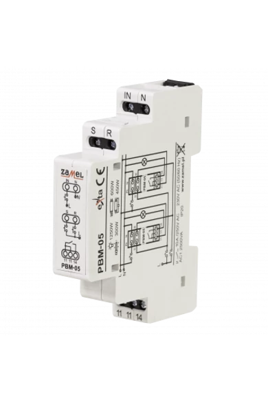 Bistabil relé, memóriával, 230V AC, 10A, PBM-05
