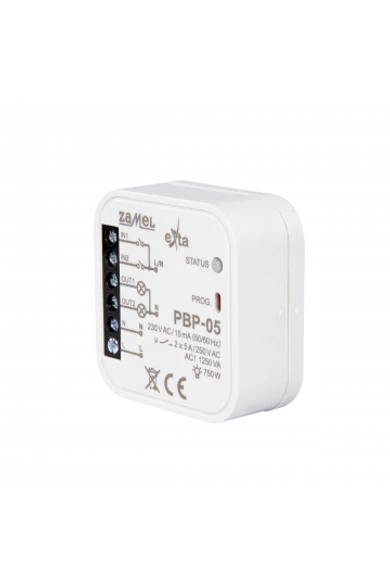 Bistabil relé, 230V AC, 2x 5A, kötődobozba szerelhető, PBP-05