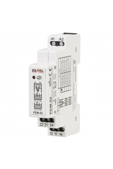 Hálózati elektromágneses relé, 12V AC/DC, 2x8A, PEM-02/012