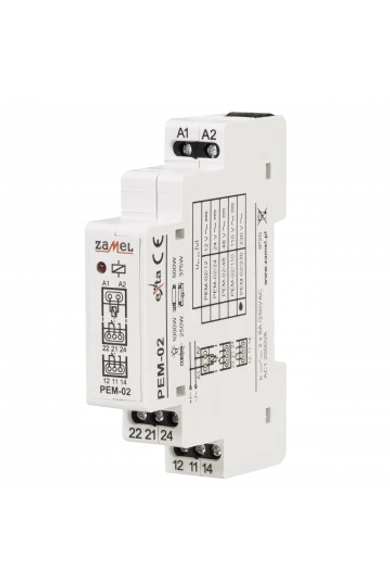 Hálózati elektromágneses relé, 230V AC, 2x8A, PEM-02/230