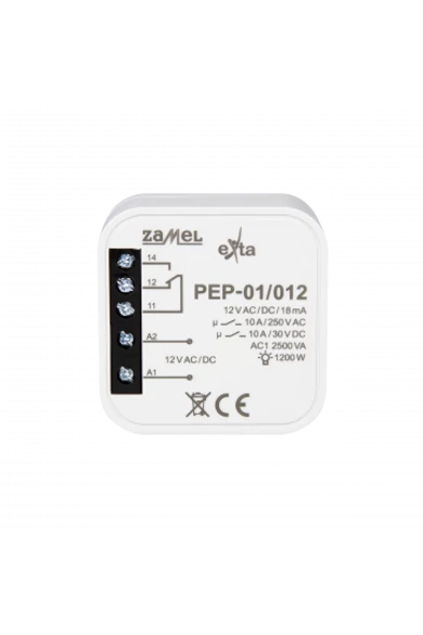 Hálózati elektromágneses relé, 12V AC/DC, 10A, PEP-01/012