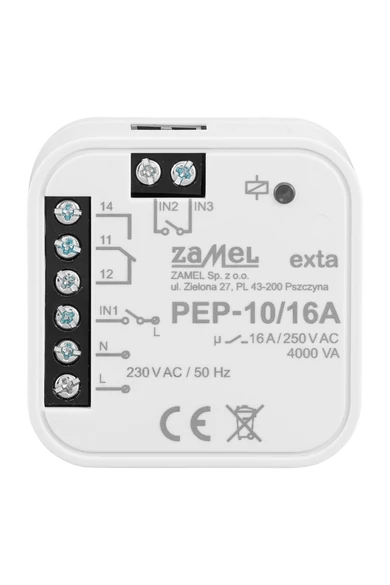 Hálózati elektromágneses relé, 230V AC, 16A, PEP-10/16A