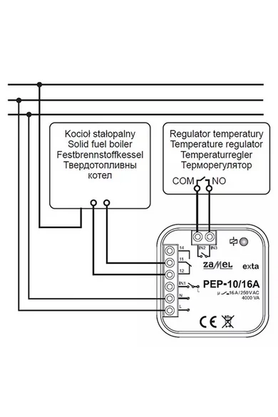 Zamel, Hálózati elektromágneses relé, fűtési rendszerekhez is, 230V AC 16A, PEP-10/16A