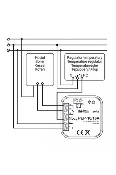 Zamel, Hálózati elektromágneses relé, fűtési rendszerekhez is, 230V AC 16A, PEP-10/16A